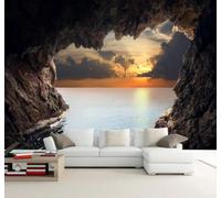 3D Carta Da Parati Estetica Alba Grotta Mare Paesaggio | Facile da Installare Ideale per Decorazioni di Lusso su Misura Uffici Soggiorni Camere Letto Pareti Dietro il TV-400cm×280cm
