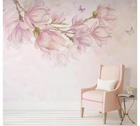 3D Carta Da Parati Estetico Disegnato A Mano Rosa Magnolia Farfalla | Facile da Installare Ideale per Decorazioni di Lusso su Misura Uffici Soggiorni Camere Letto Pareti Dietro il TV-150cm×105cm
