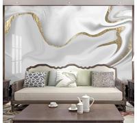 3D Carta Da Parati Filo D'Oro Dorato Effetto Marmo Astratto Arte | Facile da Installare Ideale per Decorazioni di Lusso su Misura Uffici Soggiorni Camere Letto Pareti Dietro il TV-250cm×170cm
