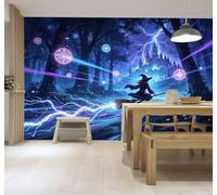 3D Carta Da Parati Foresta Strega Castello Fulmine | Facile da Installare Ideale per Decorazioni di Lusso su Misura Uffici Soggiorni Camere Letto Pareti Dietro il TV-350cm×256cm