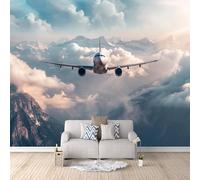 3D Carta Da Parati Fotografica Aereo TNT Murale alla moda Decorazione Montagne, Fiumi E Nuvole Ristorante Soggiorno Tv Parete Camera Letto Decorazione Della Parete Murali-350x256cm