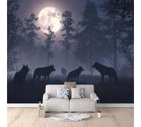 3D Carta Da Parati Fotografica Branco Di Lupi TNT Murale alla moda Decorazione Cielo Notturno Ristorante Soggiorno Tv Parete Camera Letto Decorazione Della Parete Murali-200x140cm
