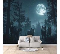 3D Carta Da Parati Fotografica Branco Di Lupi TNT Murale alla moda Decorazione Cielo Notturno Ristorante Soggiorno Tv Parete Camera Letto Decorazione Della Parete Murali-200x140cm