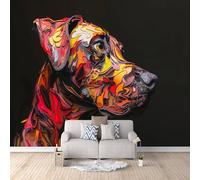 3D Carta Da Parati Fotografica Cane Colorato TNT Murale alla moda Decorazione Fumetto Ristorante Soggiorno Tv Parete Camera Letto Decorazione Della Parete Murali-100x70cm