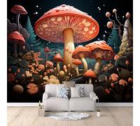 3D Carta Da Parati Fotografica Cappello Del Fungo TNT Murale alla moda Decorazione Mondo Delle Fiabe Ristorante Soggiorno Tv Parete Camera Letto Decorazione Della Parete Murali-200x140cm