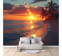 3D Carta Da Parati Fotografica Cielo Al Tramonto TNT Murale alla moda Decorazione Spiaggia Del Tramonto Ristorante Soggiorno Tv Parete Camera Letto Decorazione Della Parete Murali-150x105cm