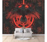 3D Carta Da Parati Fotografica Corvo Rosso TNT Murale alla moda Decorazione Illustrazioni Fantasy Ristorante Soggiorno Tv Parete Camera Letto Decorazione Della Parete-150x105cm