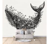 3D Carta Da Parati Fotografica Fiore Di Balena TNT Murale alla moda Decorazione Fumetto Ristorante Soggiorno Tv Parete Camera Letto Decorazione Della Parete-100x70cm