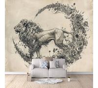 3D Carta Da Parati Fotografica Fiore Di Leone TNT Murale alla moda Decorazione Fumetto In Bianco E Nero Ristorante Soggiorno Tv Parete Camera Letto Decorazione Della Parete-100x70cm