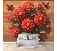3D Carta Da Parati Fotografica Fiori E Farfalle TNT Murale alla moda Decorazione Fumetto Ristorante Soggiorno Tv Parete Camera Letto Decorazione Della Parete Murali-200x140cm