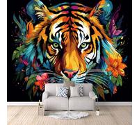 3D Carta Da Parati Fotografica Fumetto Astratto TNT Murale alla moda Decorazione Tigre Colorata Ristorante Soggiorno Tv Parete Camera Letto Decorazione Della Parete Murali-100x70cm