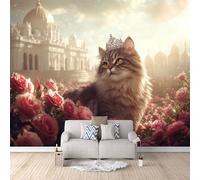 3D Carta Da Parati Fotografica Gatto Carino TNT Murale alla moda Decorazione Principessa Del Castello Ristorante Soggiorno Tv Parete Camera Letto Decorazione Della Parete Murali-350x256cm