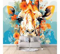 3D Carta Da Parati Fotografica Giraffa Dei Cartoni Animati TNT Murale alla moda Decorazione Fumetto Astratto Ristorante Soggiorno Tv Parete Camera Letto Decorazione Della Parete Murali-150x105cm