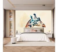 3D Carta Da Parati Fotografica Giraffa TNT Murale alla moda Decorazione Fumetto Ristorante Soggiorno Tv Parete Camera Letto Decorazione Della Parete Murali-100x70cm