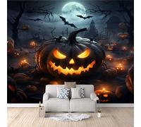 3D Carta Da Parati Fotografica Jack-O'-Lantern Luminoso TNT Murale alla moda Decorazione Un'atmosfera Spettrale E Festosa Ristorante Soggiorno Tv Parete Camera Letto Decorazione-500x280cm