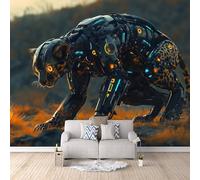 3D Carta Da Parati Fotografica Leopardo Meccanico TNT Murale alla moda Decorazione Futuro Dei Cartoni Animati Ristorante Soggiorno Tv Parete Camera Letto Decorazione Della Parete-150x105cm