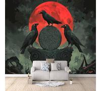 3D Carta Da Parati Fotografica Luna Del Corvo TNT Murale alla moda Decorazione Retrò Ristorante Soggiorno Tv Parete Camera Letto Decorazione Della Parete-350x256cm