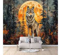 3D Carta Da Parati Fotografica Lupo Nella Foresta TNT Murale alla moda Decorazione Animazione Ristorante Soggiorno Tv Parete Camera Letto Decorazione Della Parete Murali-350x256cm