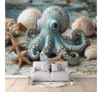 3D Carta Da Parati Fotografica Polpo TNT Murale alla moda Decorazione Fumetto Ristorante Soggiorno Tv Parete Camera Letto Decorazione Della Parete-100x70cm