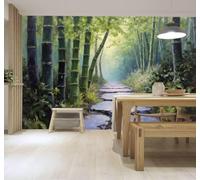 3D Carta da Parati Fresco Tridimensionale Boschetto Di Bambù Verde Sentiero | Seta Testurizzata di Alta Qualità Ideale per Studio Sala Pranzo Soggiorno Camera Letto Divano Decorazione TV Muro-200cm×140cm