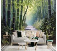 3D Carta da Parati Fresco Tridimensionale Boschetto Di Bambù Verde Sentiero | Texture in Seta di Alta Qualità Ideale per Studi Uffici Sale da Pranzo Divani Camere Letto Soggiorni Dietro la TV-350cm×256cm