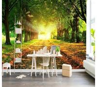3D Carta Da Parati Fresco Verde Bosco Sentiero Spazio Che Si Estende | Facile da Installare Ideale per Decorazioni di Lusso su Misura Uffici Soggiorni Camere Letto Pareti Dietro il TV-400cm×280cm