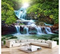 3D Carta Da Parati Luce Del Sole Cascata Freschezza Paesaggio Montano | Facile da Installare Ideale per Decorazioni di Lusso su Misura Uffici Soggiorni Camere Letto Pareti Dietro il TV-350cm×256cm