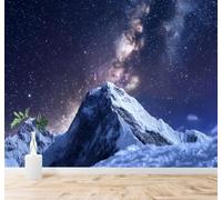 3D Carta da Parati Montagne Innevate Via Lattea Universo Stelle Paesaggio | Murales Creativi e Moderni Per la Casa Studio Soggiorno Camera da Letto Divano Sfondi Decorazioni Murali di Lusso-400cm×280cm