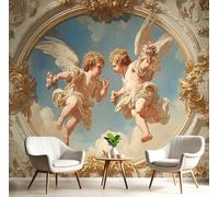 3D Carta Da Parati Murale Soffitto Angeli Rococò, Personalizzata Fotomurali Decorazione, Sfondo Ristorante Soggiorno Tv Parete Camera Da Letto 150Lx105A cm