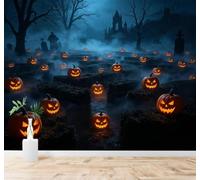 3D Carta Da Parati Nebbia Labirinto Zucca Cimitero | Facile da Installare Ideale per Decorazioni di Lusso su Misura Uffici Soggiorni Camere Letto Pareti Dietro il TV-300cm×210cm