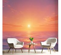 3D Carta Da Parati Panoramica Arancia Tramonto Sull'Oceano 150X105Cm Seta Murali Panoramica Paesaggio Estivo Per Soggiorno, Adulto Camera Dei Bambini, Ristorante Decorazione