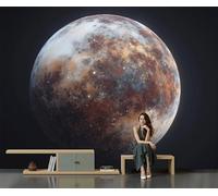 3D Carta Da Parati Panoramica Astronomico Rosso Marrone Seta Plutone Meteora Pianeta 250X170Cm Murali Panoramica Per Soggiorno, Adulto Camera Dei Bambini, Ristorante Decorazione