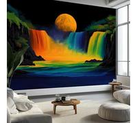 3D Carta da parati panoramica Fantasia Stracci Colorati Luna Murale da parete artistico in tessuto non tessuto 350 x 256 cm decorazioni da parete per bambini soggiorno, Nero