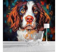 3D Carta Da Parati Panoramica Ritratto Di Uno Springer Spaniel Inglese,150L×105Acm Fotomurale Murali Pittura Di Animali Per Soggiorno, Camera,Ristorante Decorazione Grandi Murali Poster