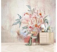 3D Carta Da Parati Retro Dipinto A Mano Minimalista Rosa Peonia | Facile da Installare Ideale per Decorazioni di Lusso su Misura Uffici Soggiorni Camere Letto Pareti Dietro il TV-150cm×105cm