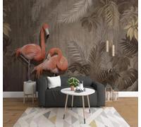 3D Carta Da Parati Retro Dipinto A Mano Vegetale Rosa Fenicottero | Facile da Installare Ideale per Decorazioni di Lusso su Misura Uffici Soggiorni Camere Letto Pareti Dietro il TV-200cm×140cm
