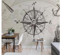 3D Carta Da Parati Retro Disegnata A Mano Mappa Veliero Veliero Ancora | Facile da Installare Ideale per Decorazioni di Lusso su Misura Uffici Soggiorni Camere Letto Pareti Dietro il TV-430cm×300cm