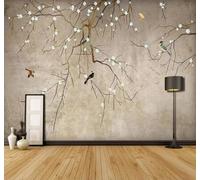 3D Carta Da Parati Retro Raffinato Rami Fiori E Uccelli Paesaggio | Facile da Installare Ideale per Decorazioni di Lusso su Misura Uffici Soggiorni Camere Letto Pareti Dietro il TV-150cm×105cm