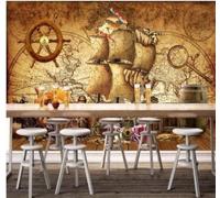 3D Carta Da Parati Retro Vela Mappa Veliero Tesoro Arte | Facile da Installare Ideale per Decorazioni di Lusso su Misura Uffici Soggiorni Camere Letto Pareti Dietro il TV-150cm×105cm