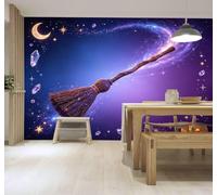 3D Carta Da Parati Scopa Via Lattea Luna Cristallo | Facile da Installare Ideale per Decorazioni di Lusso su Misura Uffici Soggiorni Camere Letto Pareti Dietro il TV-350cm×256cm
