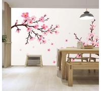 3D Carta da Parati Semplice Bello Fiori Di Ciliegio Rosa Rami Petali Che | Texture in Seta di Alta Qualità Ideale per Studi Uffici Sale da Pranzo Divani Camere Letto Soggiorni Dietro la TV-400cm×280cm