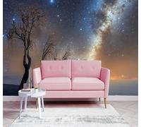 3D Carta da Parati Via Lattea Cielo Stellato Alberi Laghi Paesaggi | Murales Creativi e Moderni Per la Casa Studio Soggiorno Camera da Letto Divano Sfondi Decorazioni Murali di Lusso-350cm×256cm