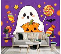 3D Carta Da Parati Zucca Colorata Caramelle Stelle | Facile da Installare Ideale per Decorazioni di Lusso su Misura Uffici Soggiorni Camere Letto Pareti Dietro il TV-430cm×300cm