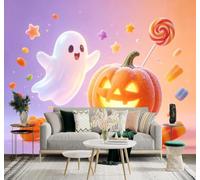 3D Carta Da Parati Zucca Colorata Caramelle Stelle | Facile da Installare Ideale per Decorazioni di Lusso su Misura Uffici Soggiorni Camere Letto Pareti Dietro il TV-430cm×300cm