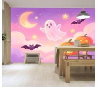 3D Carta Da Parati Zucca Pipistrello Luna Stelle | Facile da Installare Ideale per Decorazioni di Lusso su Misura Uffici Soggiorni Camere Letto Pareti Dietro il TV-430cm×300cm
