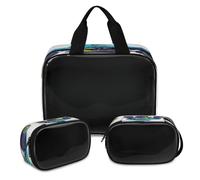 3D Cartoon Car Truck Makeup Bag per donne e uomini, borsa cosmetica traslucida sacchetto lavaggio sacchetto doccia borsa 3 pezzi articoli da toeletta da viaggio cosmetici organizzatore, Colore, XL,