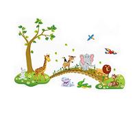 3D Cartoon giungla selvaggia Wall Stickers Animal Wall Sticker piano cute per camera Kids Room Living Home Decor