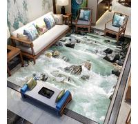 3D Cascata Area Tappeto Illusione Ottica Montagna Cliff Acqua Corridoio Stampato Antiscivolo Lavabile Per Camera Da Letto Soggiorno Sala Da Pranzo Studio (2,160 * 200 cm)