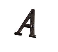 3D Cast Ferro Casa Placca Numeri 0-9 Lettere A-Z Porta Nero Decorazione Parete 3 Pollici 8cm Metallo Indirizzo Segno con Viti per Esterno Interno Hotel Dormitorio Cafe Yard Via Casella Posta (A)
