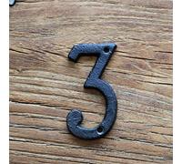 3D Cast Ferro Casa Placca Numeri 0-9 Lettere A-Z Porta Nero Decorazione Parete 3 Pollici 8cm Metallo Indirizzo Segno con Viti per Esterno Interno Hotel Dormitorio Cafe Yard Via Casella Posta (3)